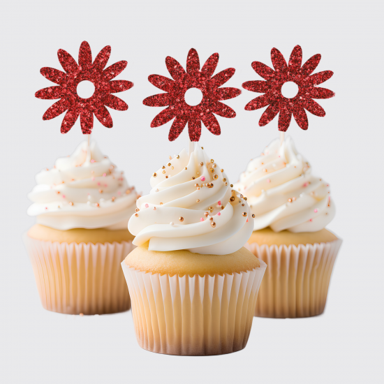 Glitter Daisy Cupcake Picks
