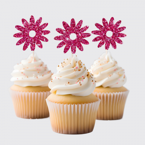 Glitter Daisy Cupcake Picks