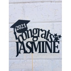 Personalised Custom Glitter Congrats Graduation Cake Topper Personalised Custom Glitter Congrats Graduation Cake Topper