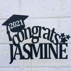 Personalised Custom Glitter Congrats Graduation Cake Topper Personalised Custom Glitter Congrats Graduation Cake Topper