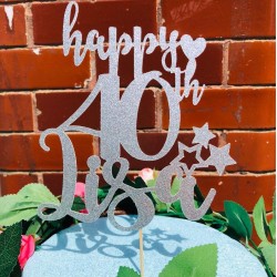 Silver Birthday Cake Topper Silver Birthday Cake Topper