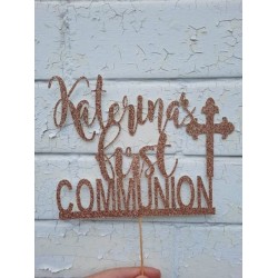 Personalised Custom Glitter Communion Cake Topper