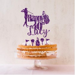 Personalized Glitter Golf Cake Topper 