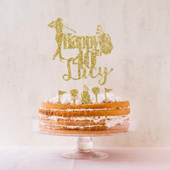 Personalized Glitter Golf Cake Topper