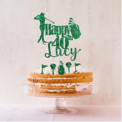 Personalized Glitter Golf Cake Topper 