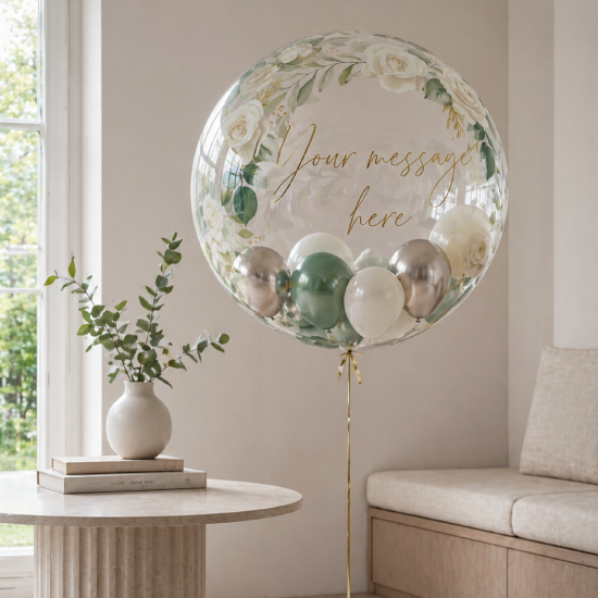 Personalised Floral Bubble Balloon 24 Inch