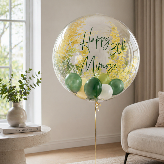 Personalised Mimosa Floral Bubble Balloon 24 Inch
