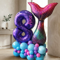 Personalized Mermaid Tail Number Balloon Display