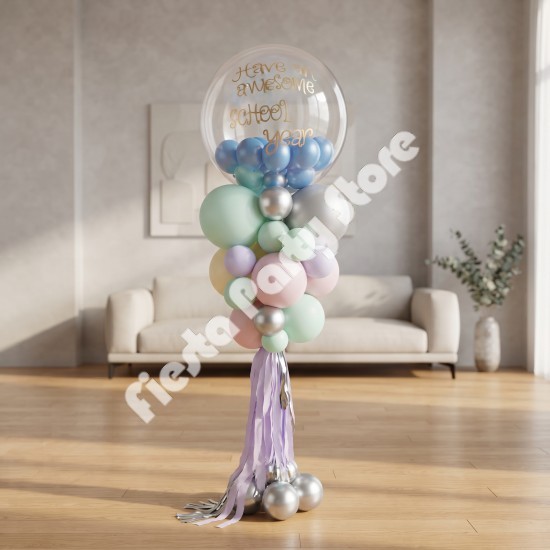 Personalised School Year Balloon Tower Custom Pastel Party Decor