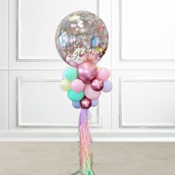 Personalised Rose Gold Confetti Balloon Pillar