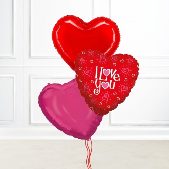 Love You Hearts Foil Balloon Set