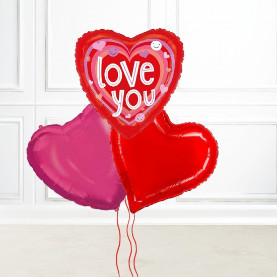 Love You Hearts Foil Balloon Set