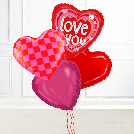 Love You Hearts Valentines Foil Balloon Set