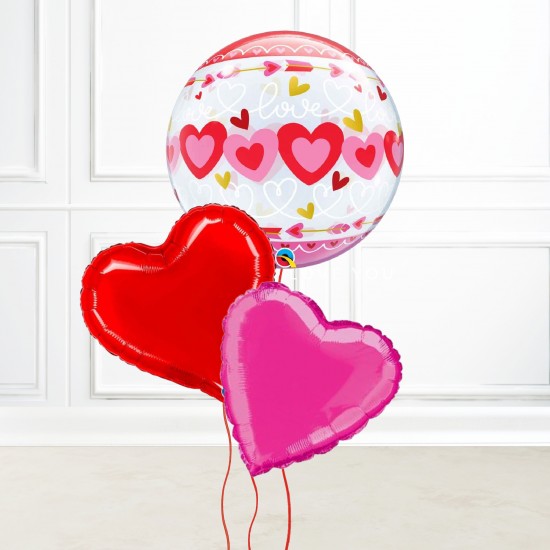 Love Connected Hearts Bubble Balloon Set