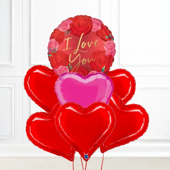 I Love You Rose Heart Balloon Set
