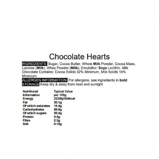 24 Red Foiled Milk Chocolate Hearts in a box