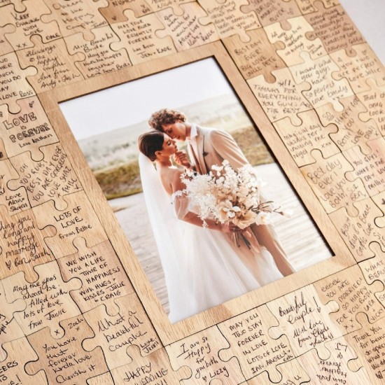Jigsaw Wooden Guestbook with Display Box